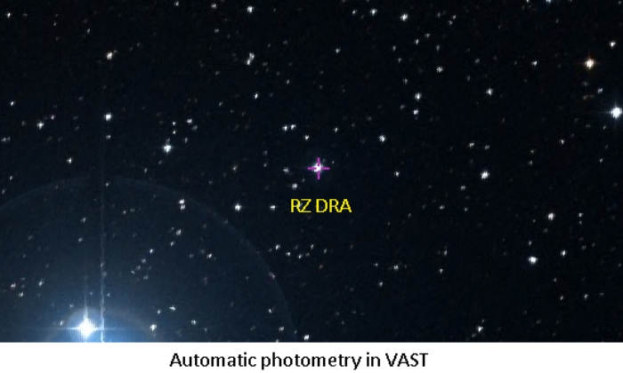 Mapka - RZ Dra, JD 2460076.37764