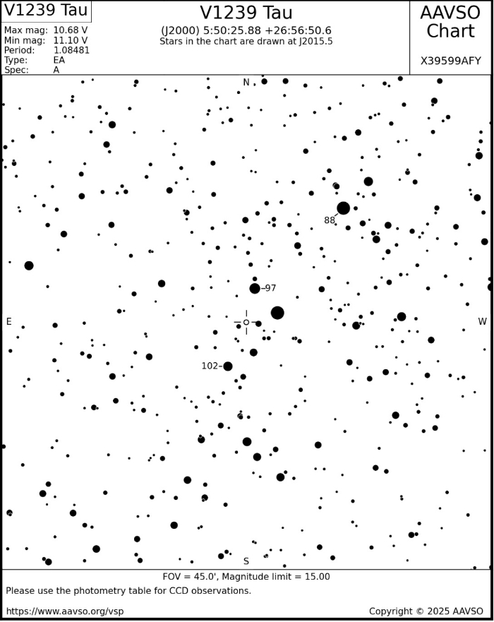 Mapka - V1239 Tau, JD 2460691.54447