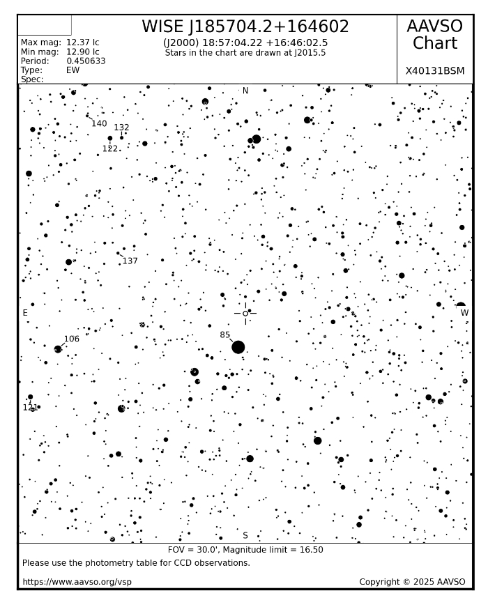 Mapka - WISE J185704.2+164602, JD 2460794.83968