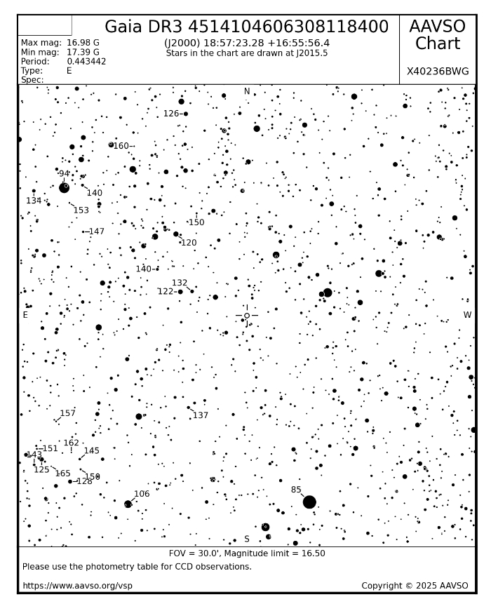 Mapka - Gaia DR3 4514104606308118400, JD 2460811.76942