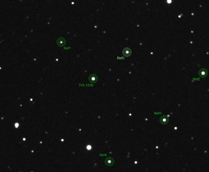 Mapka - TOI-1259 A, JD 2460853.41427