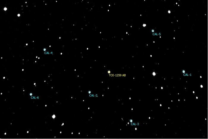 Mapka - TOI-1259 A, JD 2460860.35500
