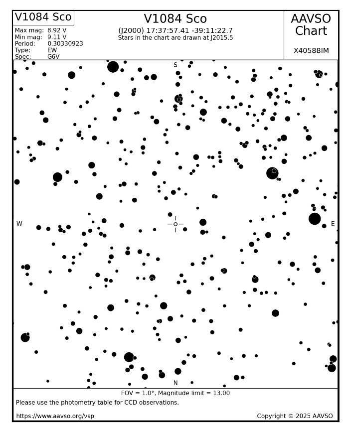 Mapka - V1084 Sco, JD 2460893.98601