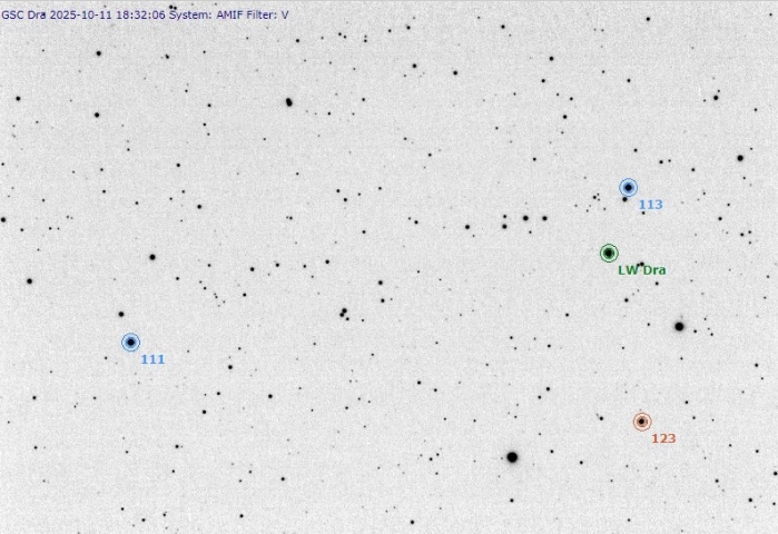 Mapka - LW Dra, JD 2460960.27229