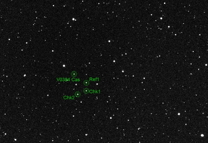 Mapka - V0384 Cas, JD 2460989.46007