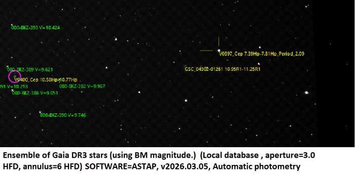 Mapka - V0397 Cep, JD 2461122.26653