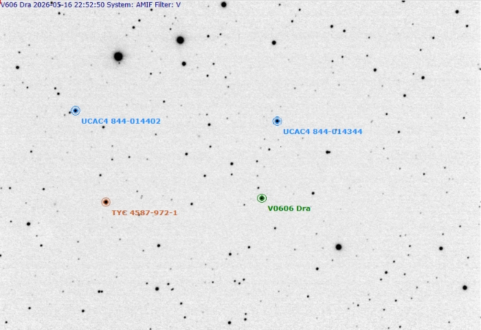 Mapka - V0606 Dra, JD 2461177.44059