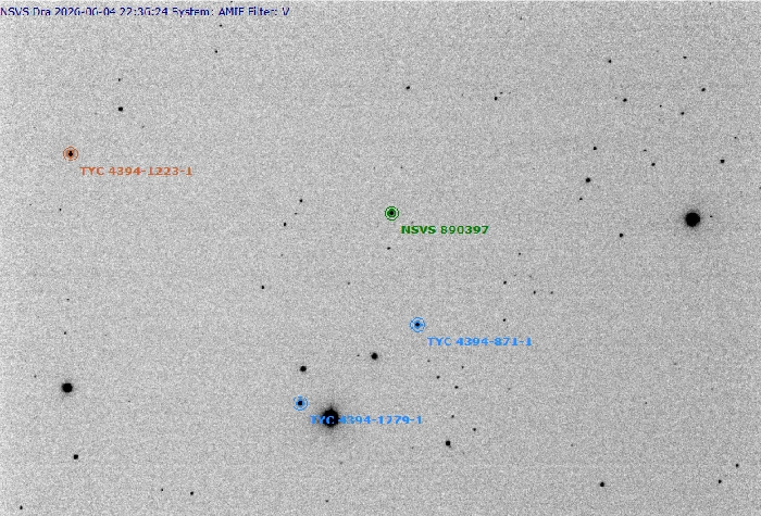 Mapka - NSVS 890397, JD 2461196.40756