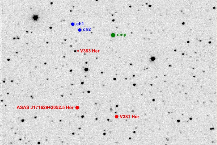 Mapka - V0381 Her, JD 2456095.34912