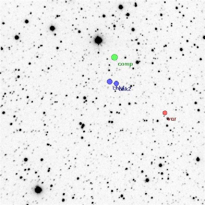 Mapka - V0661 Lac, JD 2454703.32951