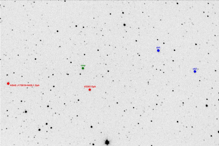 Mapka - V2203 Oph, JD 2457176.46598