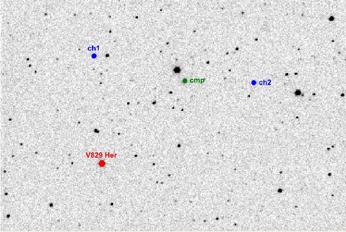Mapka - V0829 Her, JD 2457625.30054