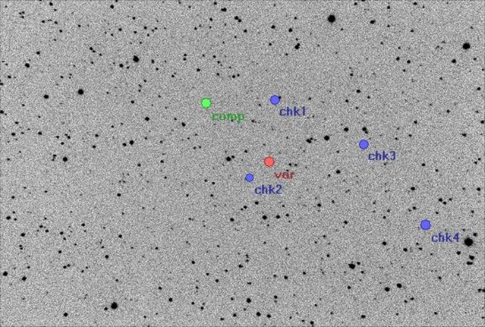 Mapka - V0389 Cas, JD 2455483.33484