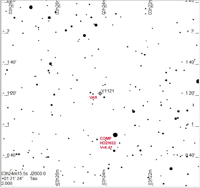 Mapka - V1121 Tau, JD 2458471.60010