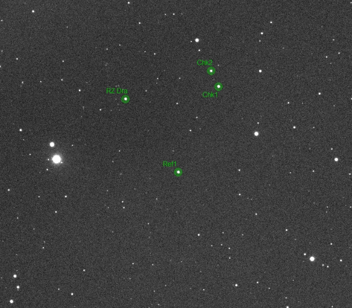 Mapka - RZ Dra, JD 2459176.18924