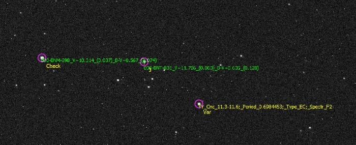 Mapka - YY Cnc, JD 2459702.33643