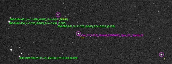 Mapka - YY Cnc, JD 2460068.31998