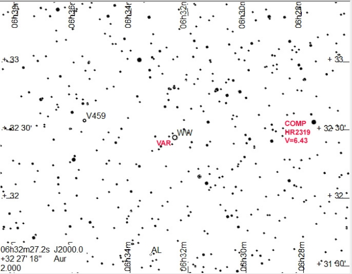 Mapka - WW Aur, JD 2460354.57190