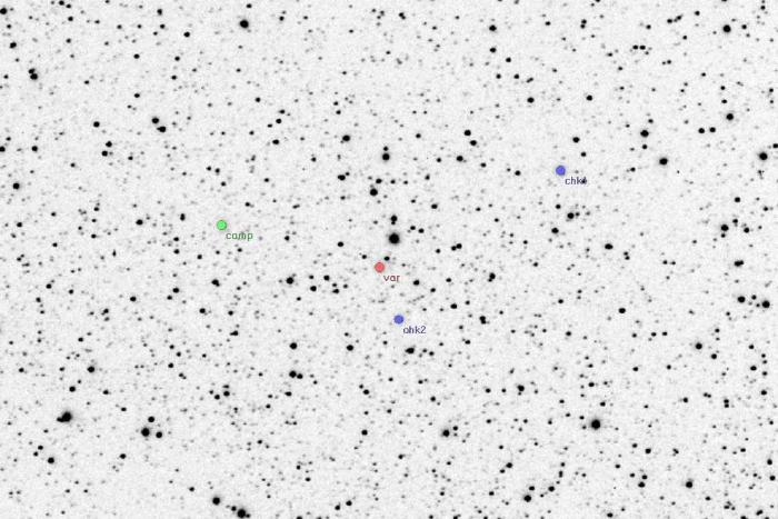 Mapka - V0821 Cas, JD 2454080.20890