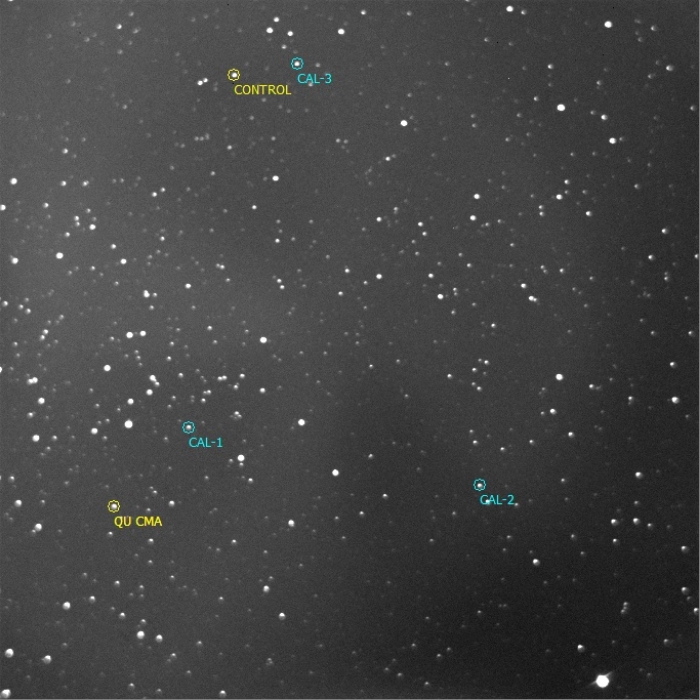 Chart - QU CMa, JD 2456955.67882
