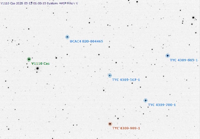 Chart - V1110 Cas, JD 2460921.36083