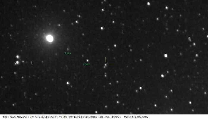 Chart - TV UMi, JD 2461116.31444