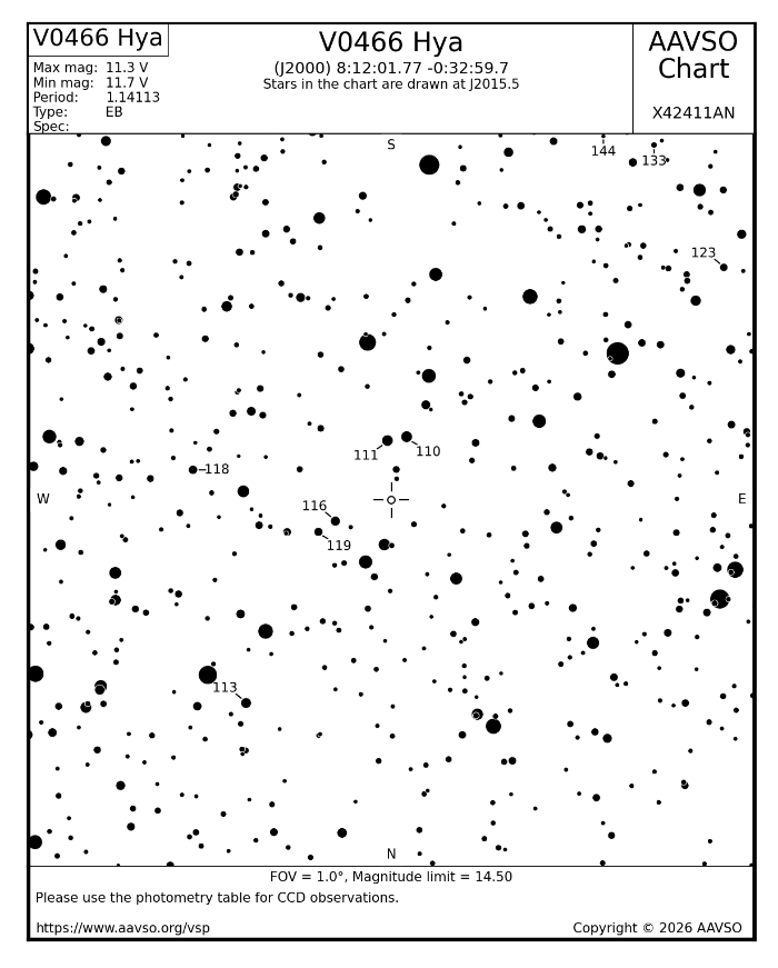 Chart - V0466 Hya, JD 2461089.96883