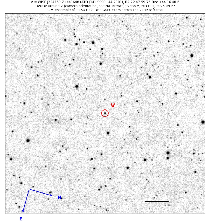 Chart - WISE J224759.7+441648, JD 2461310.30796