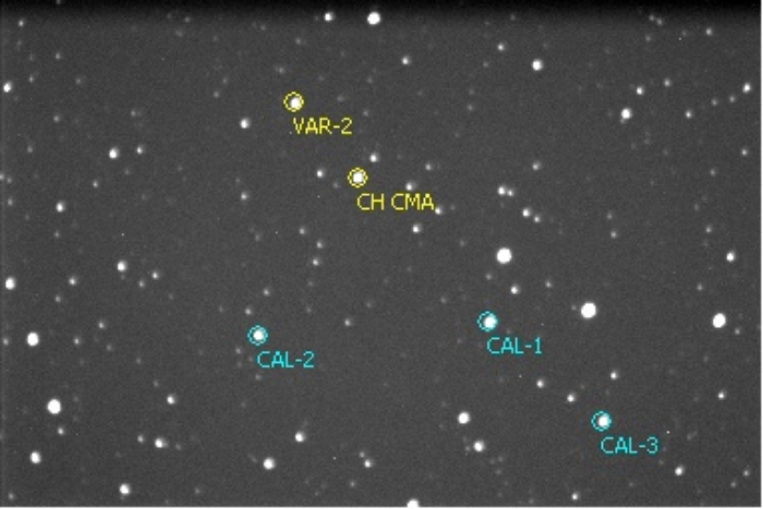 Chart - CH CMa, JD 2456419.45432
