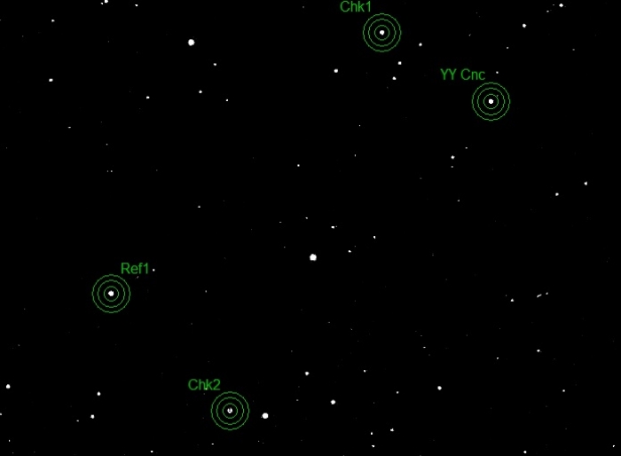 Chart - YY Cnc, JD 2457842.30925