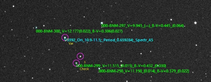 Chart - V0392 Ori, JD 2460033.28757