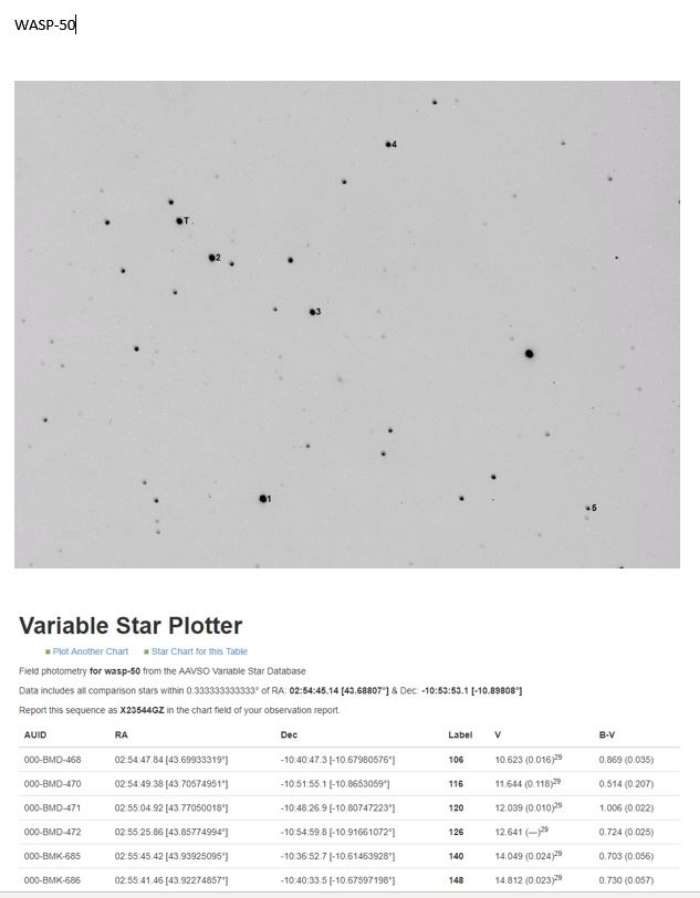 Chart - WASP-50, JD 2458454.00705