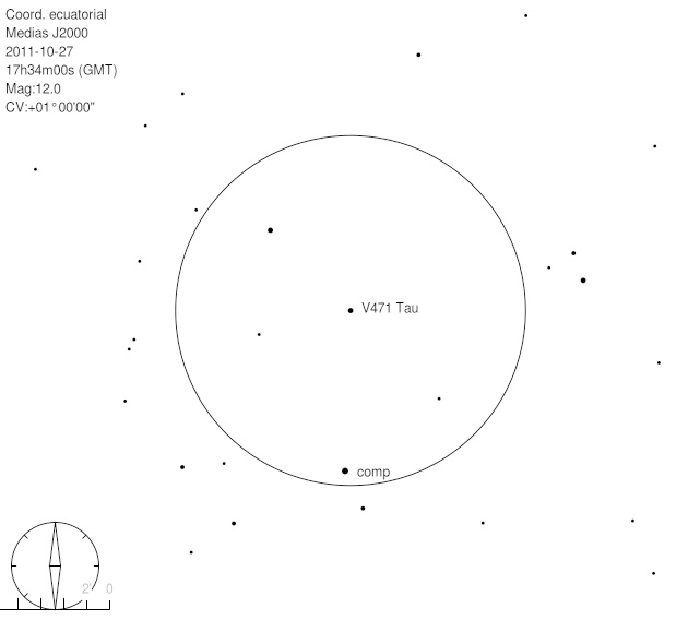 Chart - V0471 Tau, JD 2455862.45324