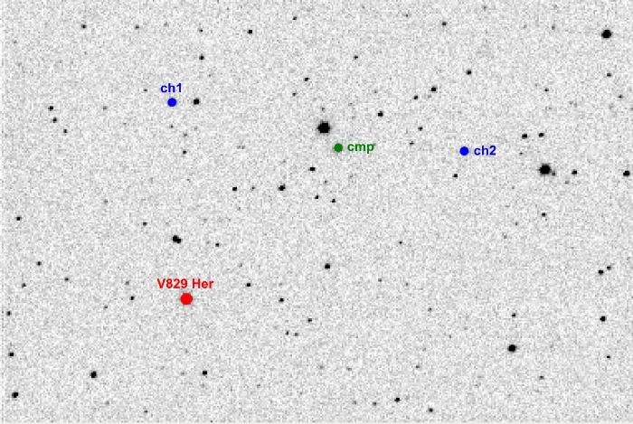 Graphique - V0829 Her, JD 2455602.62511