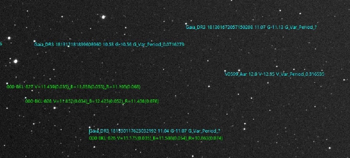 チャート - V599 Aur, JD 2460750.31902