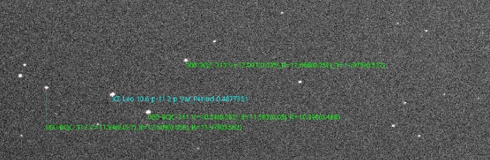 チャート - XZ Leo, JD 2460750.48775