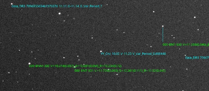 チャート - YY Cnc, JD 2460752.44344