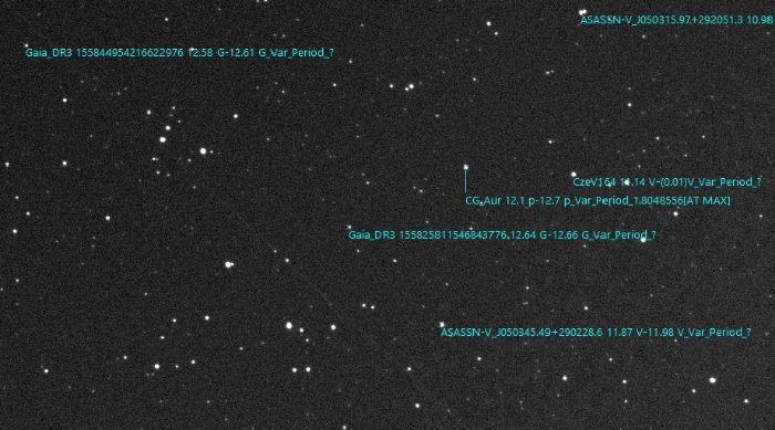 チャート - CG Aur, JD 2460764.25098