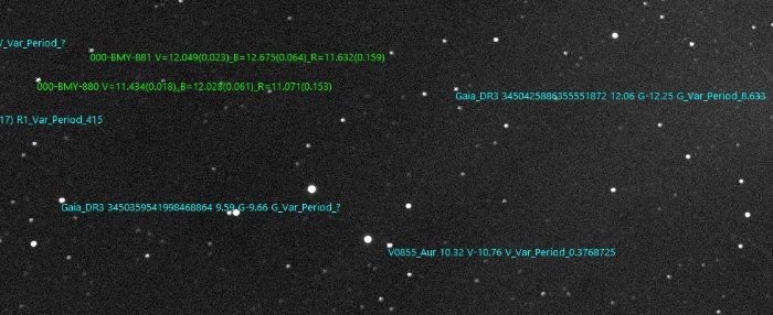 チャート - V0855 Aur, JD 2460769.28362