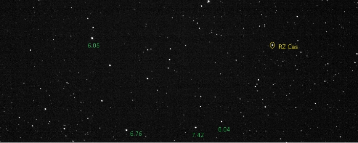 チャート - RZ Cas, JD 2460763.25700