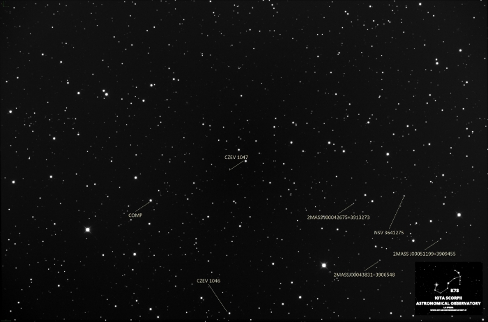チャート - 2MASS J00051166+3909455, JD 2460962.32756