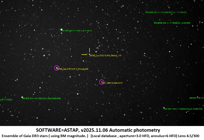 チャート - V0745 Cas, JD 2461073.17593