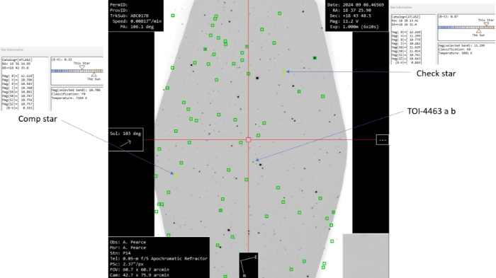 チャート - TOI-4463 A, JD 2460561.96569