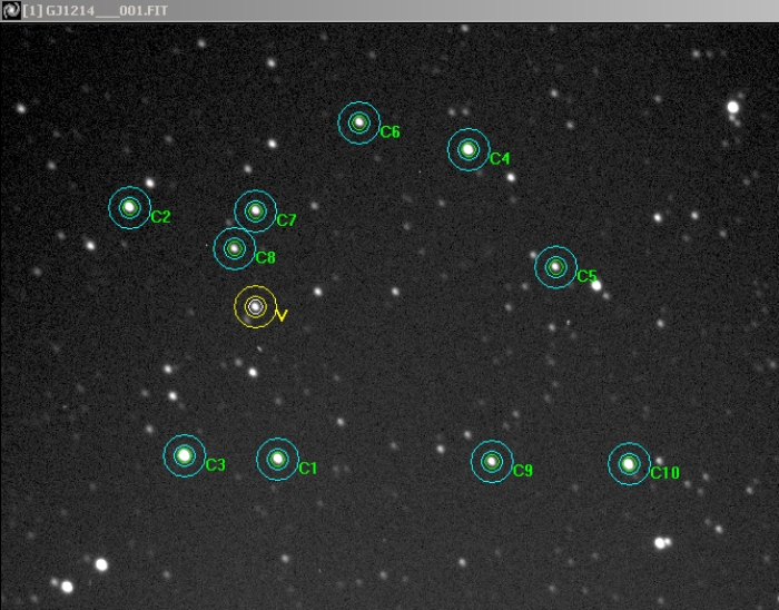 チャート - GJ 1214, JD 2455383.70243