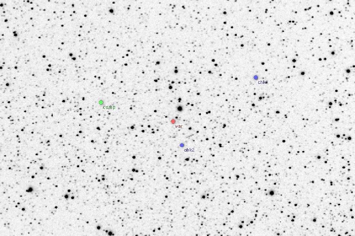 チャート - V0821 Cas, JD 2454080.16411